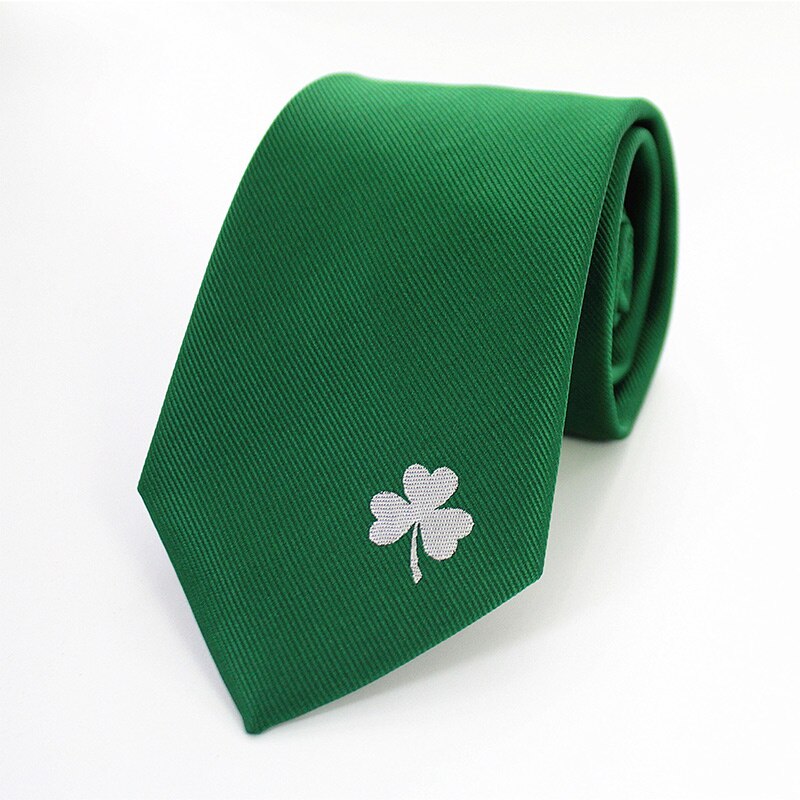 JEMYGINS – cravate en soie naturelle pour hommes, 8cm, logo fait à la main, multicolore, , jacquard, robe de soirée: Four-leaf clover