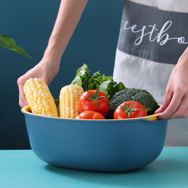 Escurridor comida filtro fruta colador de colador arroz vegetal escurridor cocina colador de doble-capa de plástico