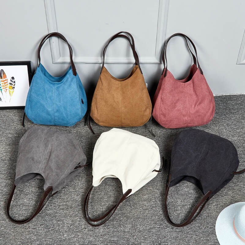 DIDA BEAR femmes toile sacs à main femme Hobos unique sacs à bandoulière Vintage solide multi-poches dames Totes Bolsas
