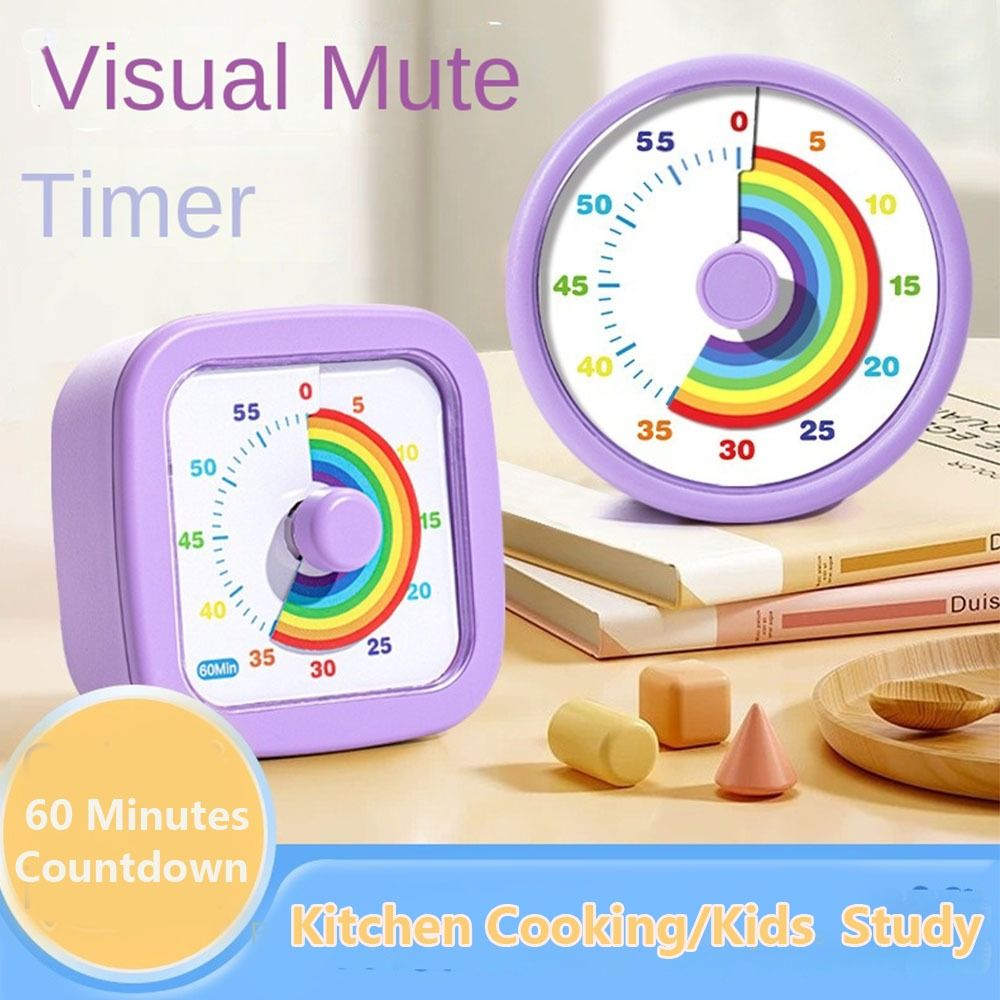 60-minuten visuele timer Ronde/vierkante visualisatie Countdown-wekker Ultrastille zelfdiscipline Kookwekker voor binnen