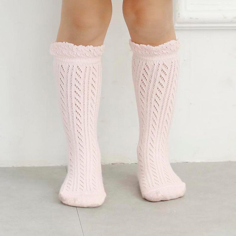 Søde nyfødte baby pige sokker sommer bomuld spædbarn knæ høje baby sokker til piger født  to 4 år hvid/pink 1 par