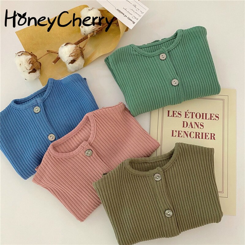 Efterårs strikket cardigan til drenge og piger baby knap sweater baby baby strik frakke