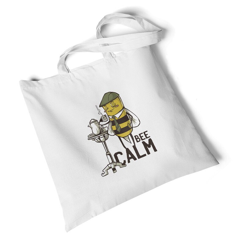 Milieuvriendelijke boodschappentassen dames dierenprint canvas tas strand grote casual handtassen originele studenten schoudertassen: Bij kalm