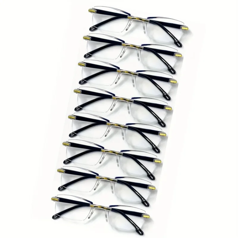 8 stuks rechthoekige leesbrillen in vintage stijl, geschikt voor mannen en vrouwen met presbyopie.