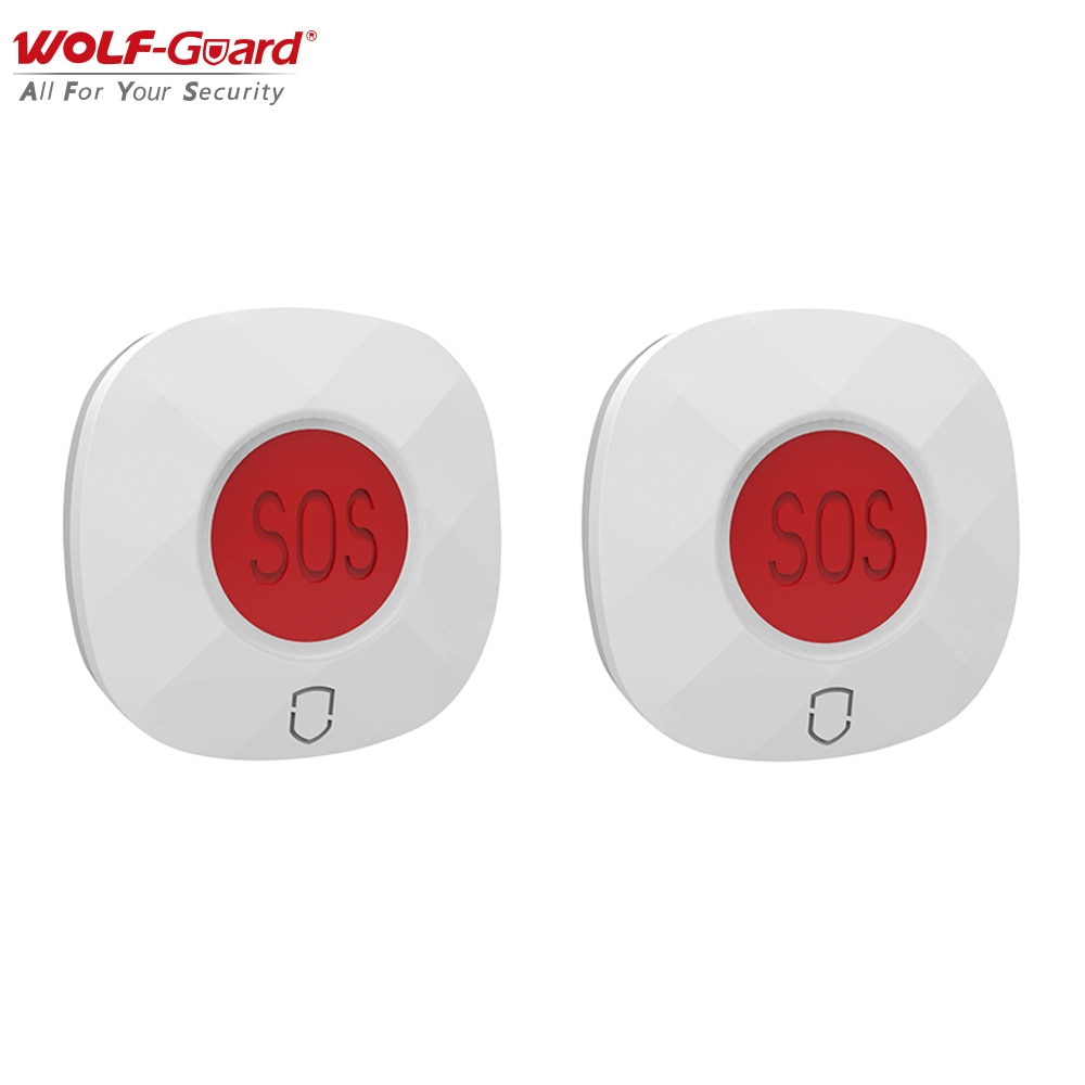 2Pcs Wolf-Guard 433MHz Wireless Emergency Panic SOS Button Home Hospital Security System for Elderly /Patients /Children