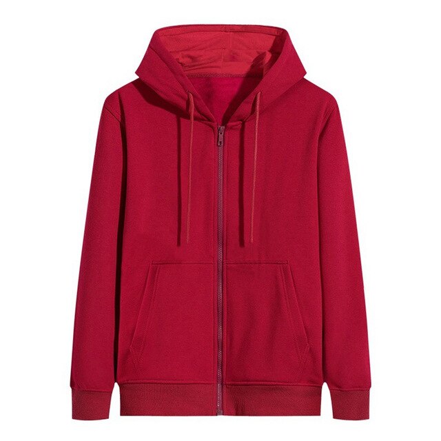 plus size autumn men fleece Hoodies Sweatshirts hooded zipper 6XL 7XL 8XL winter simple warm black 54 52 home sports Sweatshirts: Red / 8XL