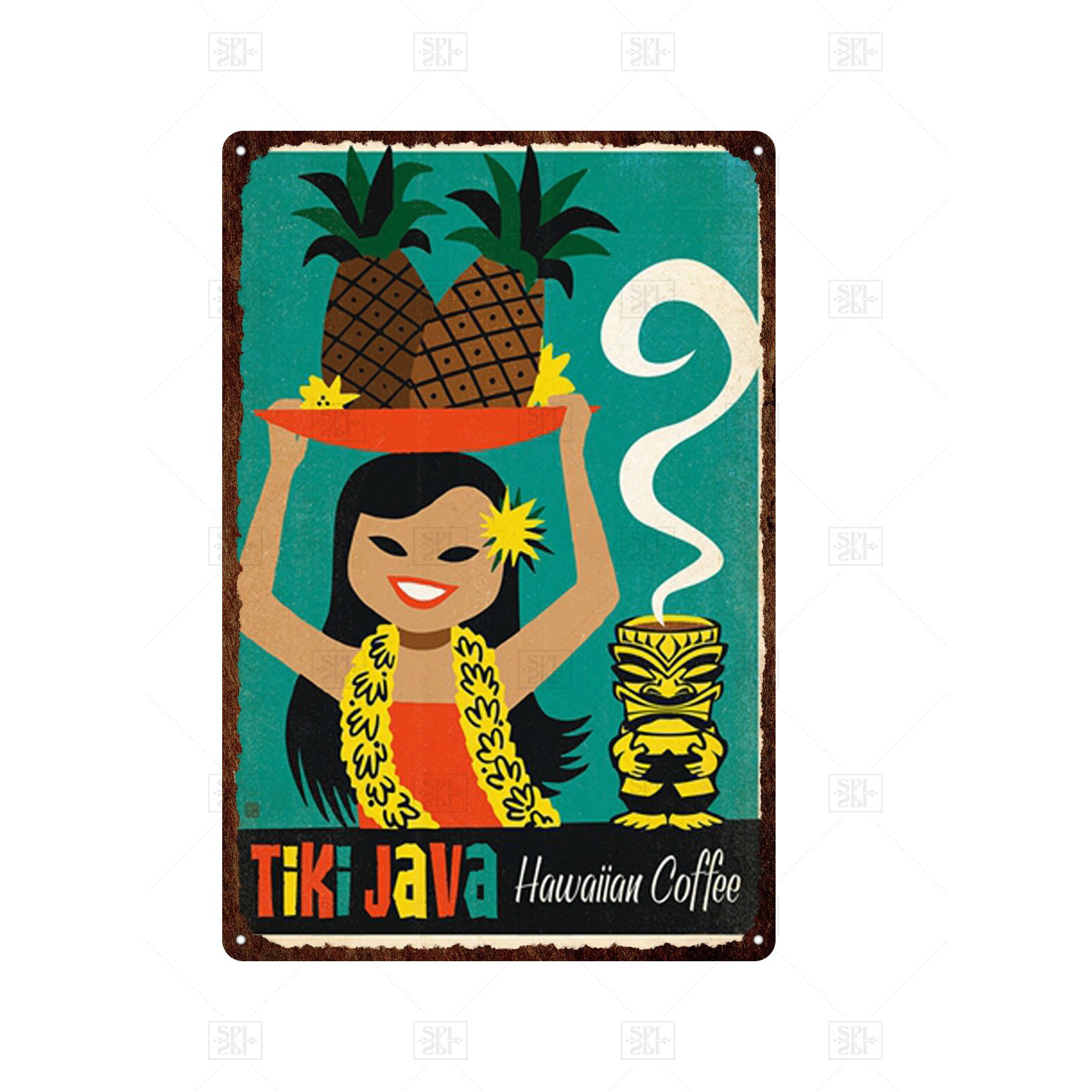 Tiki Bar Wall Decor Metal Sign Plaque Metal Summer Tiki Sign Metal Plate for Tiki Bar Beach Bar Decorative Iron Painting: TH0700