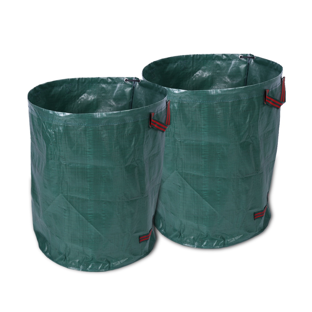270L 2pcs Portable Large Garden Woven Bag Waste Refuse Rubbish Grass Recycling Weight Limit Of 50KGs Flexible Plastic Band