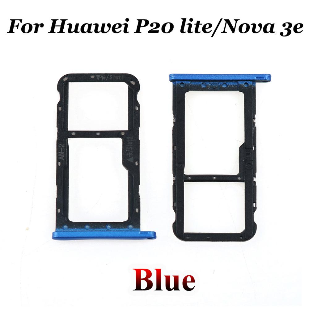 YuXi Voor Huawei P20 Lite/Nova 3E SIM Micro Secure Digital Geheugenkaart Lade Dubbele Slot Houder Carrier Adapter vervanging + Tool: Blue