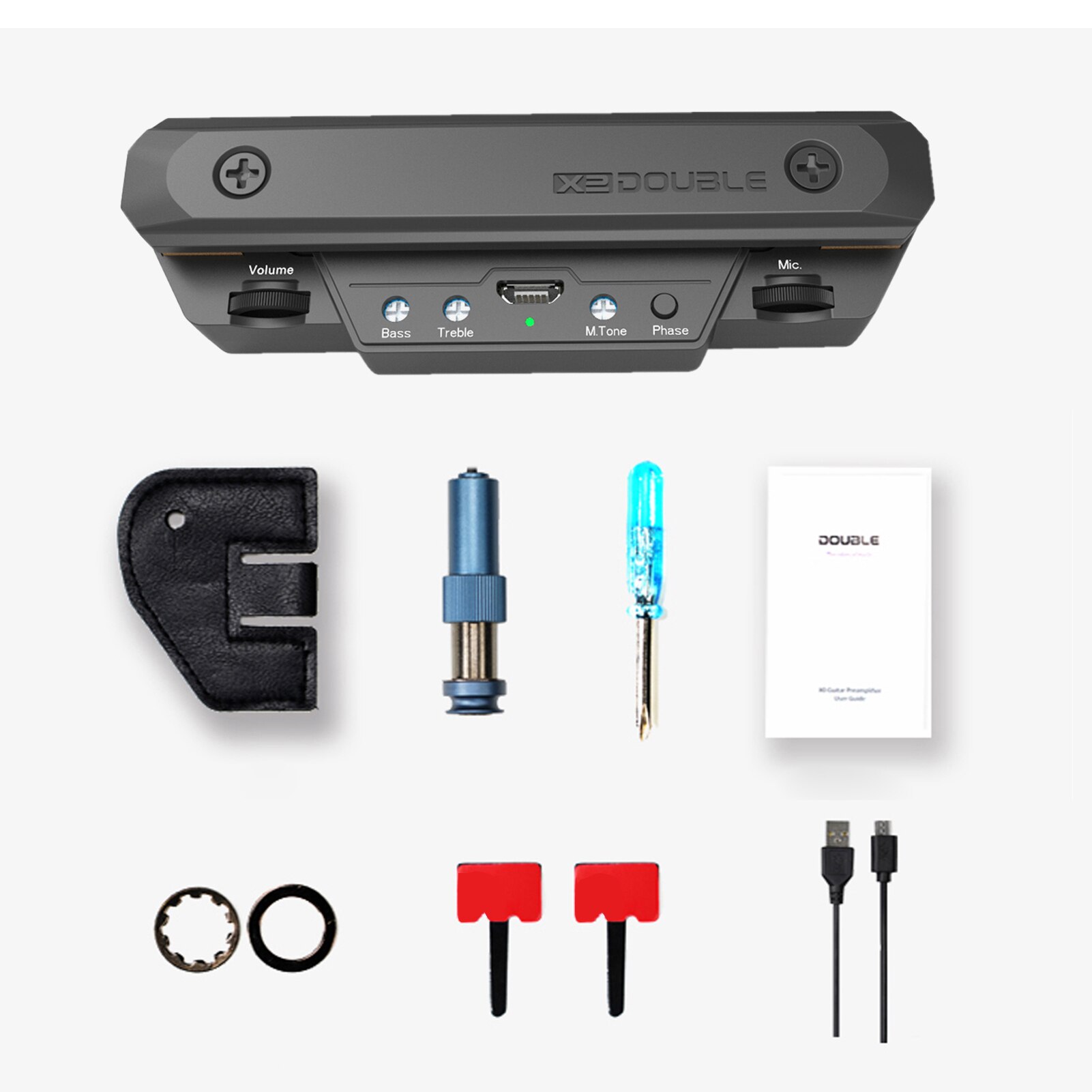 X0 Guitar Pickup Preamp Soundhole Pickup with Volume &amp; Tone Control Musical Instrument Acoustic Guitar Accessories: Black