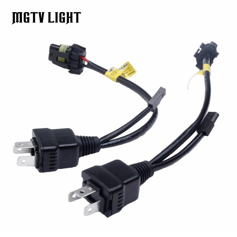 MGTV LIGHT 2Pcs Bi-Xenon Control Line Relay Harness Controller Wires Retrofit Connector Mini Projector Lens Line H4 Hi/Low Line