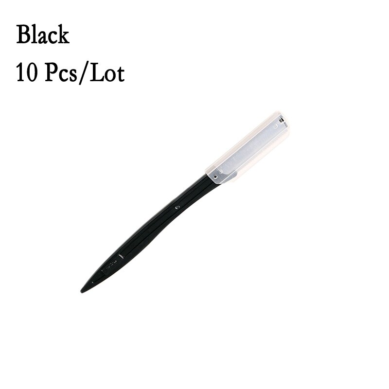 Cuchillas recortadoras de cejas faciales para mujer, cuchilla de afeitar perfecta para dar forma a las cejas, herramienta de depilación para maquillaje Facial, 10 piezas: Negro