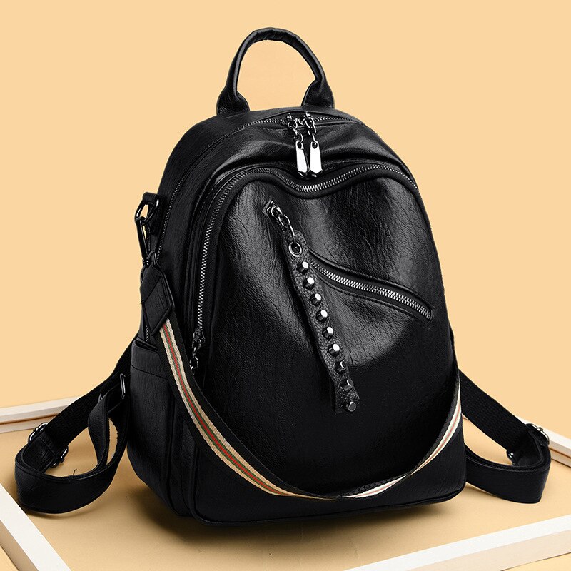 Multifunctionele Schoudertas Vrouwelijke Tas Trend Jonge Student Rugzak Leisure Schooltas: black