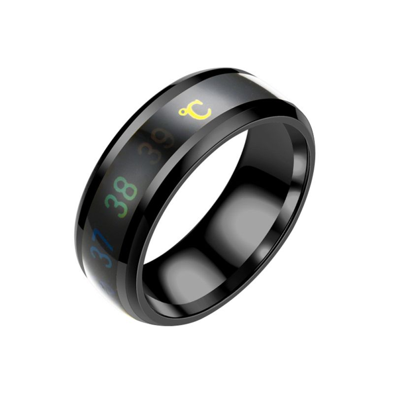 Waterproof Temperature Sense Ring Intelligent Changing Color Smart Finger Ring: Yellow