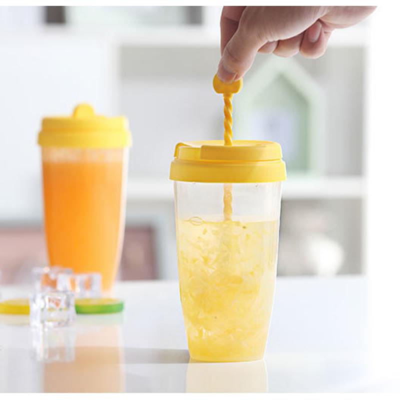Manual Stirring Cup Soybean Milk Cup Cyclone Stirring Cup Coffee Cup Plastic Drinking Bottle Sports Shaker Bottle