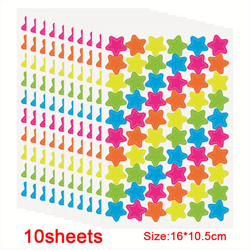 10-blad lachend gezicht stickers schattig notebook laptop portret stickers glimlach ster brief beloning sticker klassiek speelgoed voor kinderen cadeau