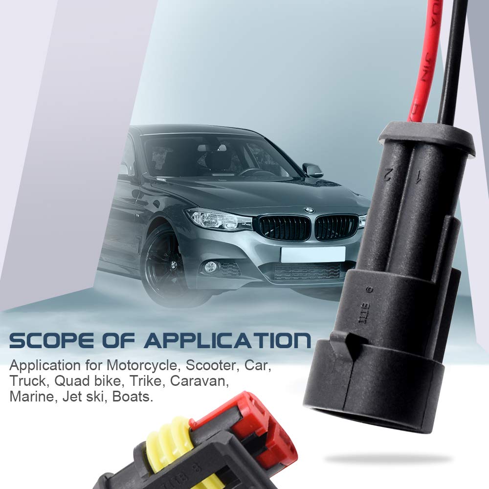 5 Pairts 2 Pin Connector Waterproof Connector Male and Female Way 20AWG Wire Suitable for Car Truck Boat Other Wire Connection
