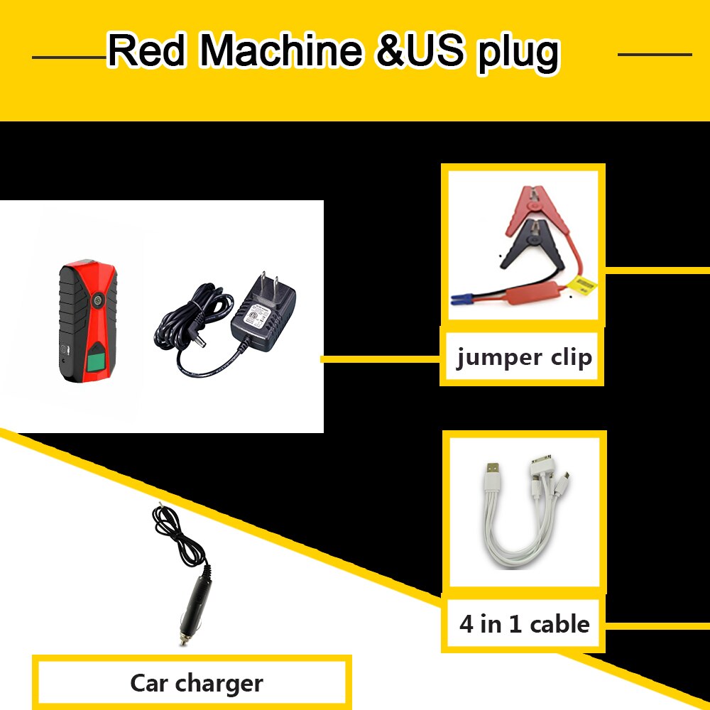 Mini Batterij Booster Auto Roadside Emergency Kit Auto Nood Tool Kit: Red and US