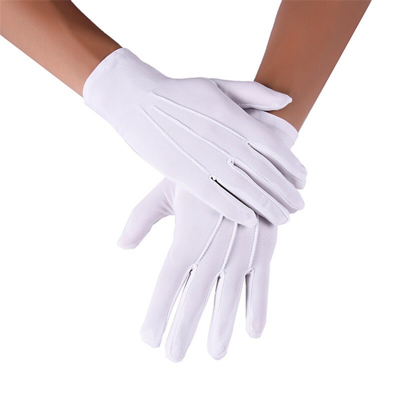 Gants noirs en coton pour hommes et femmes, 2 paires, uniformes à doigt complet, mitaines de Costume, gants à main extensibles pour smoking, conduite, service, travail