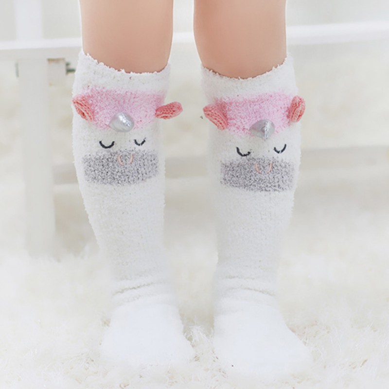 Kerst kinderen Cartoon Baby Kid Kousen Antislip Katoen Coral Fleece Lange Kousen Cartoon Winter Warme Panty 1- 12T: Default Title