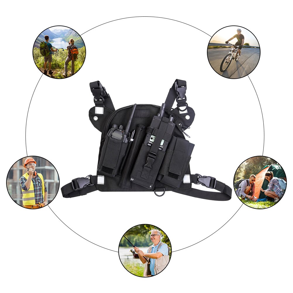 Universal Radio Chest Harness Portable Chest Front Pack Radio Bag Pouch Vest Rig Storage Box Portable Player Accessories