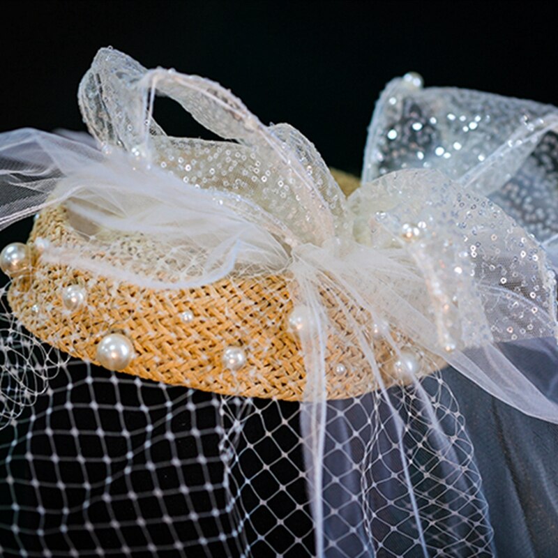 Wedding Bridal Hats Fascinators headpiece party Hat corsage White bridcage veil party hair accessories
