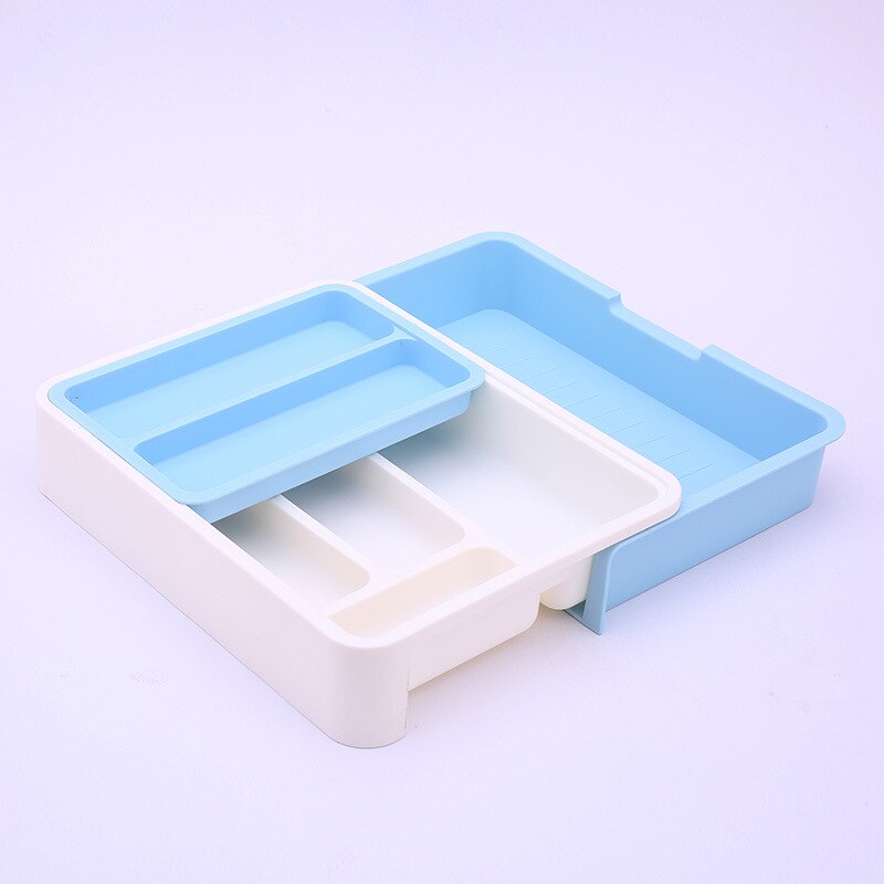 Erweiterbar Einstellbare Besteck Ablage Fach Ordentlich Schublade Utensil Veranstalter für Küche: Blau