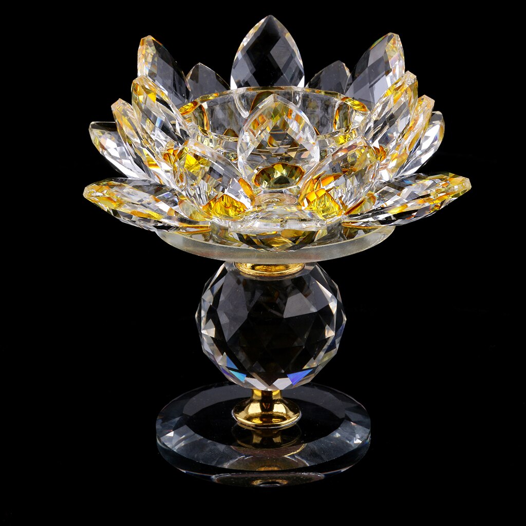 Krystal lotus blomst lysestage fyrfadslys hjem bordplade feng shui dekoration ornamenter