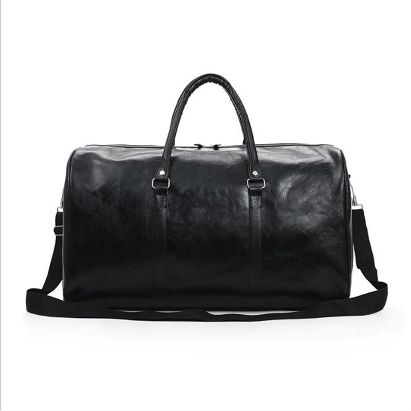 Grote Duffle Onafhankelijke Grote Fitness Tassen Handtas Tas Bagage Schoudertas Zwarte Mannen Mode Rits Pu Lederen Reistas