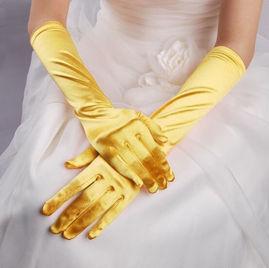 10 Stk/partij 20 Kleur 38Cmwomen Dame Dansen Prestaties Lange Paarse Handschoenen Mode Avondfeest Handschoen: YELLOW