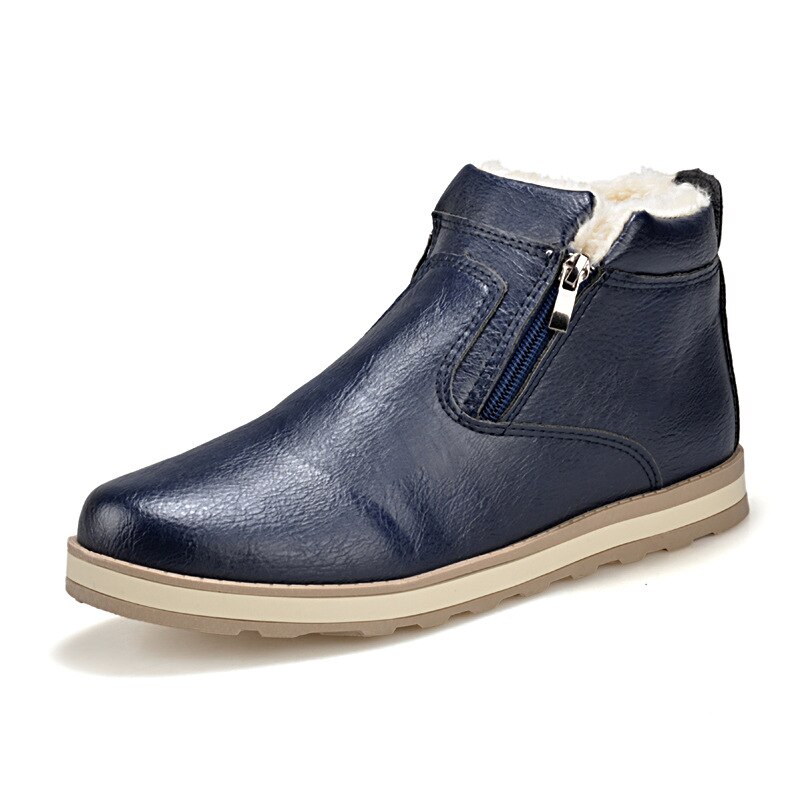 Maat 39-44 Mannen Winter Warme Laarzen Casual Schoenen Mannen Mode Pluche Snowboots Enkellaarsjes Bont Lederen Schoeisel laarzen Voor Mannen