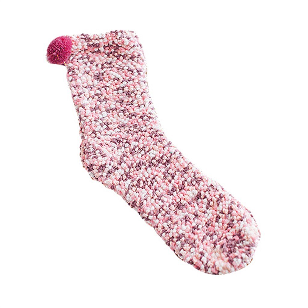 25 # chaussettes de glissement décontracté de corail des femmes mi Tube hiver chaussettes mignonnes épaissir thermique confortable chaussettes de plancher: A