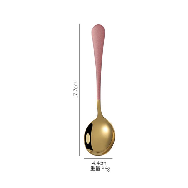 Colorful Soup Spoon 304 Stainless Steel Dinner Spoon With Long Handle Big Cooking Food Scoop For Kitchen Tableware: gold 2
