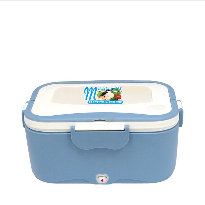 Electric Lunch Box Portable Heated Food Warmer Box Stainless Steel Inner Pot Lunch Box Set 12V/24V/220V for Car/Truck Lunch Box: Blue / 12V