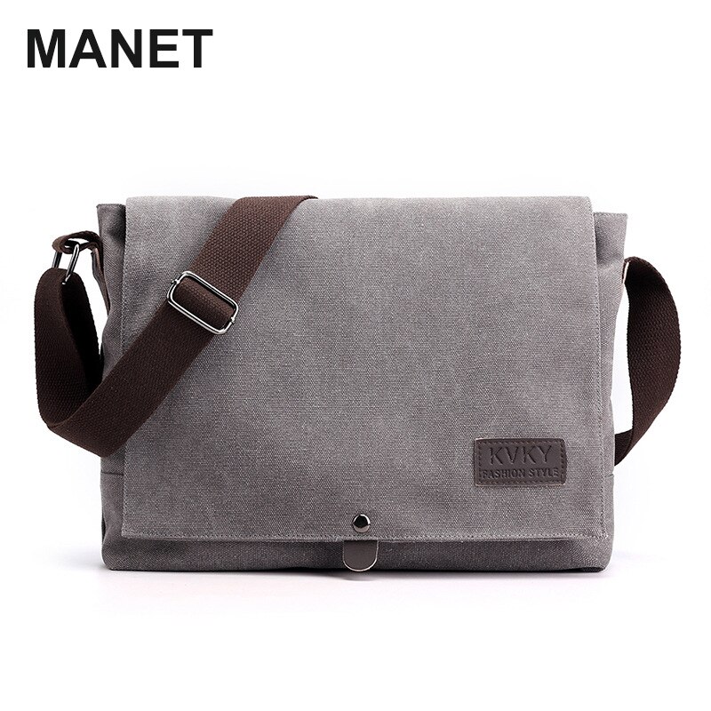 Manet Canvas Mannen Aktetas Medium Crossbody Schouder Messenger Bags Man Zakelijke Tas Casual Solid Multi Functie Draagbare Tassen