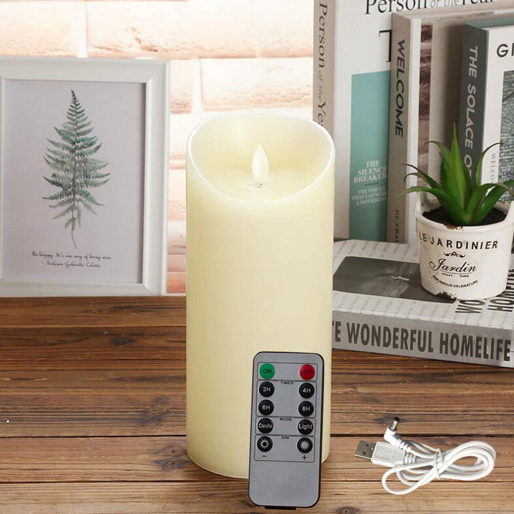 Rechargeable Flameless Candles Lights, LED Candles Light Smooth Flickering Candle Light with Timer Remote Control for Home Decor: 1pcs 7.5x20cm