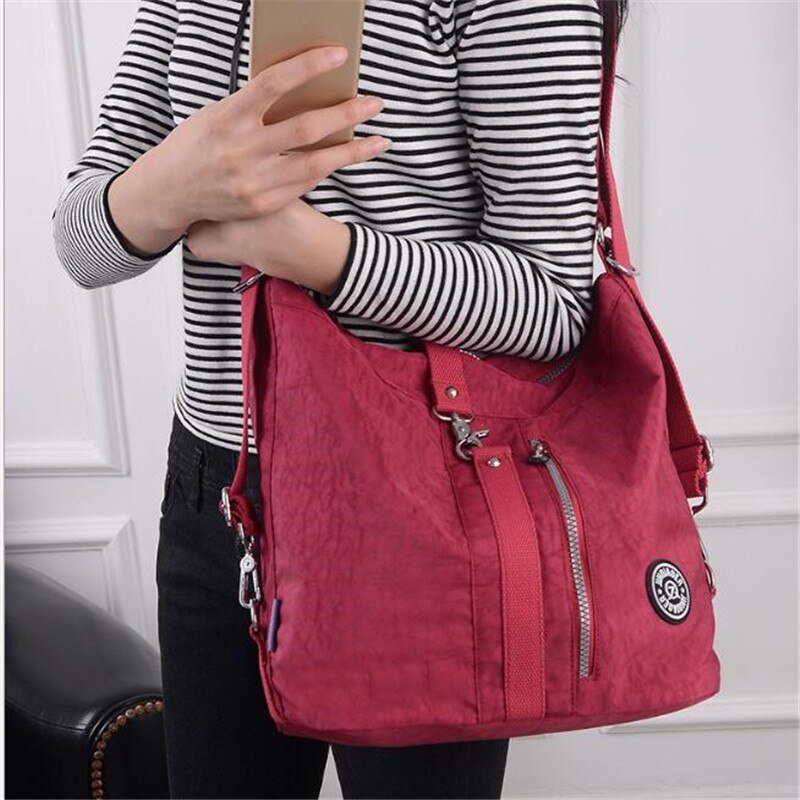 3 In 1 Women Bags Multifunction Backpack Shoulder Bag Nylon Cloth Tote Reusable Shopping Bag Ladys Travel Bag Crossbody Bag