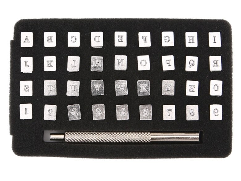 36 stk stål alfabet nummer stempel sæt til læder håndværk frimærker værktøj kunst: 3mm