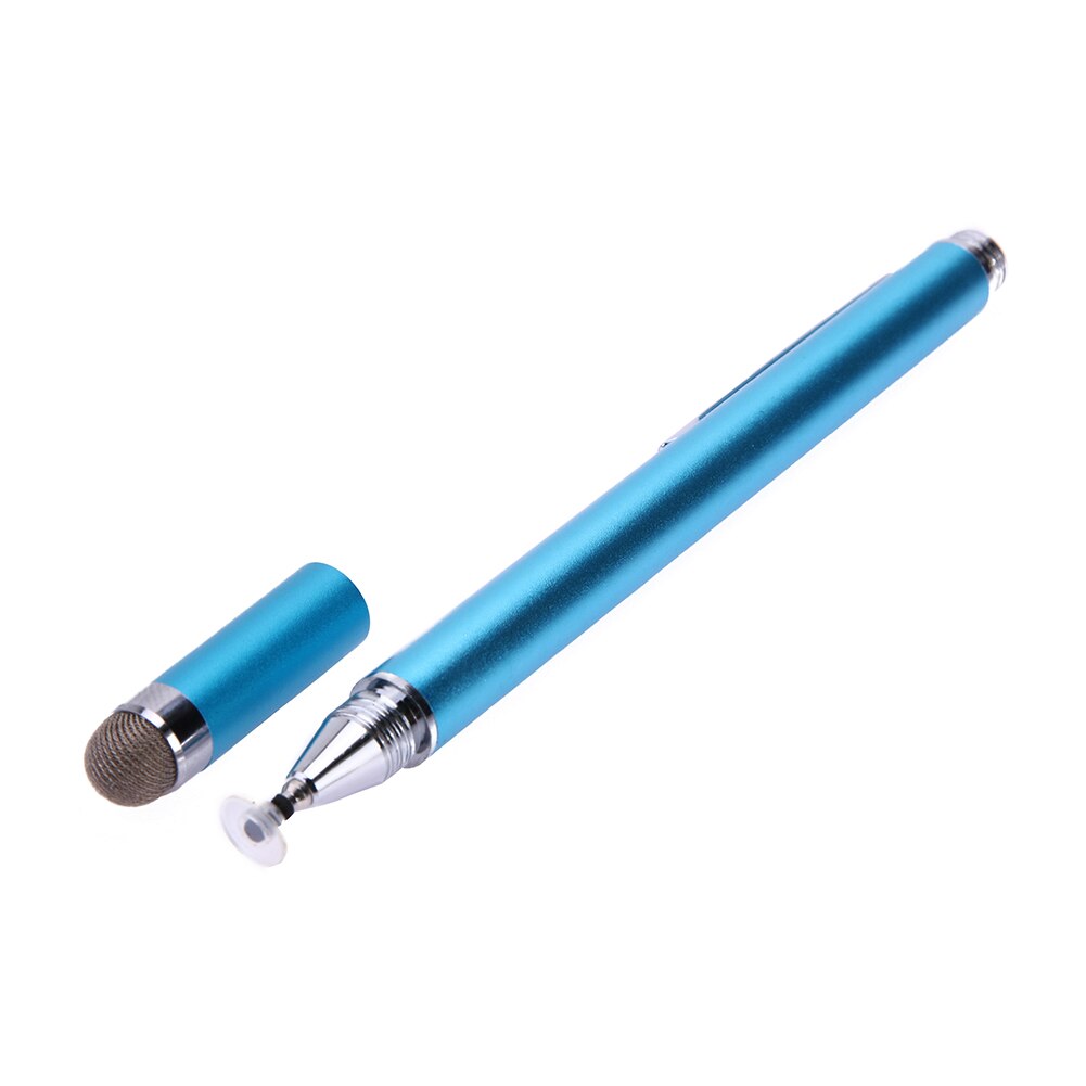 2 in 1 kapacitiv pen touch screen tegnepen stylus med ledende touch suger mikrofiber touch hoved til tablet pc: Himmelblå