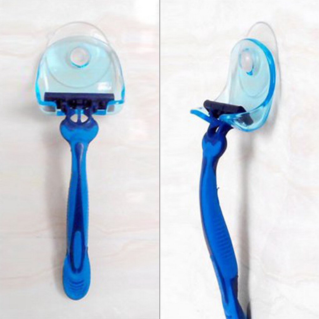 Plastic Wall-mounted Razor Holder Bathroom Shaver Razor Holder Shaver Caps Rack Sucker