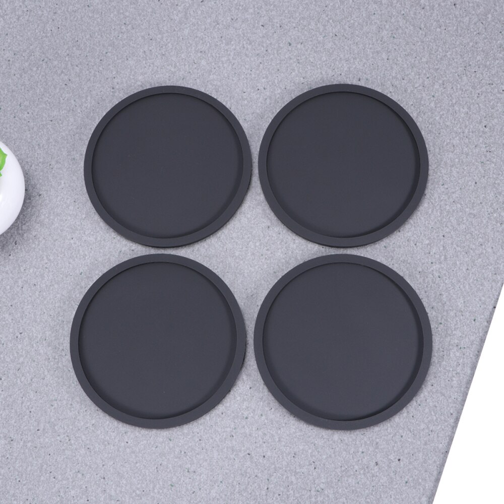 8pcs Round Thickened Cup Mat Practical Coasters Non-slip Heat Insulation Pad for Home Kitchen(Black)