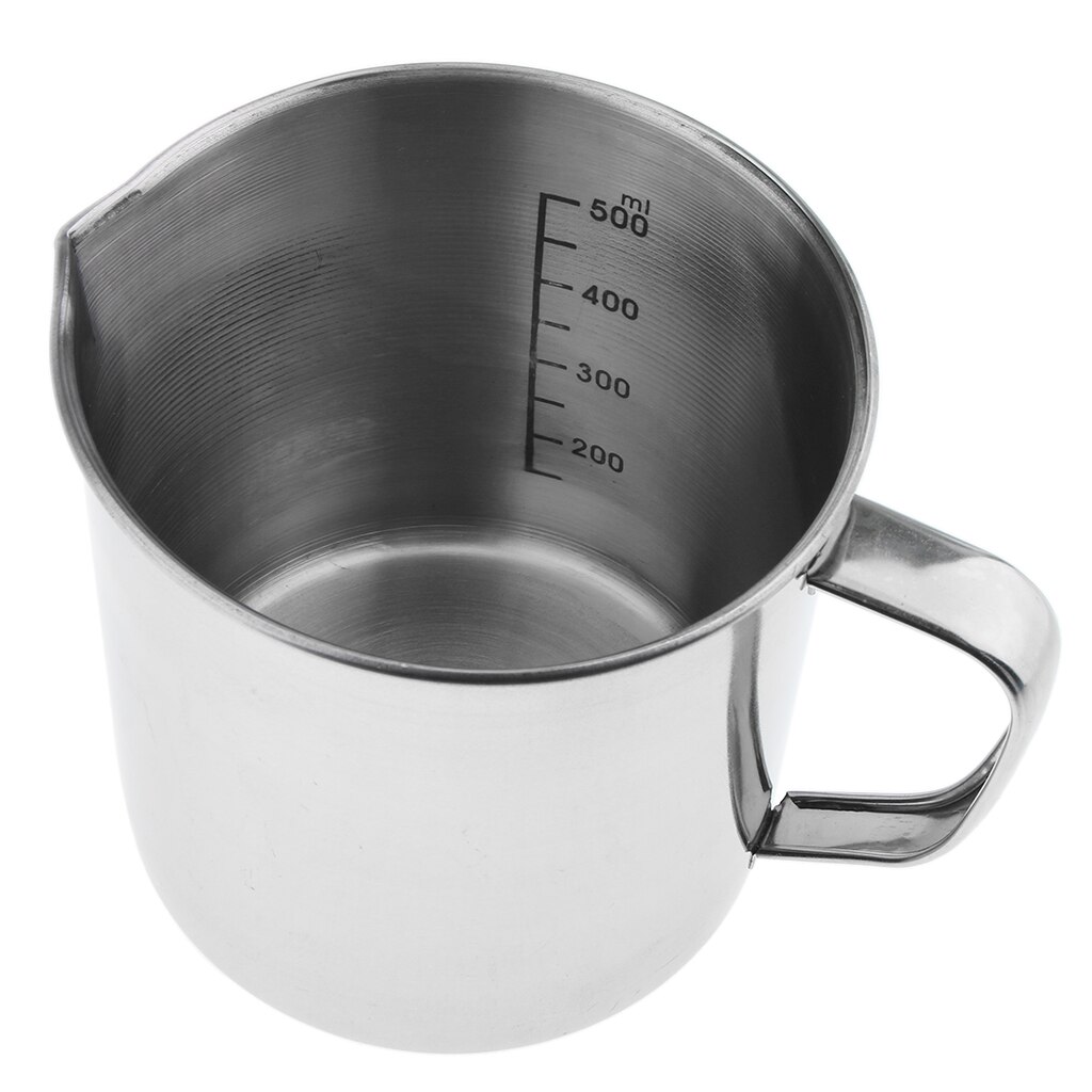 Stainless Steel Liquid Measuring Scale Cup Jug Pour Beaker For Lab Kitchen 0.5/1 Liter