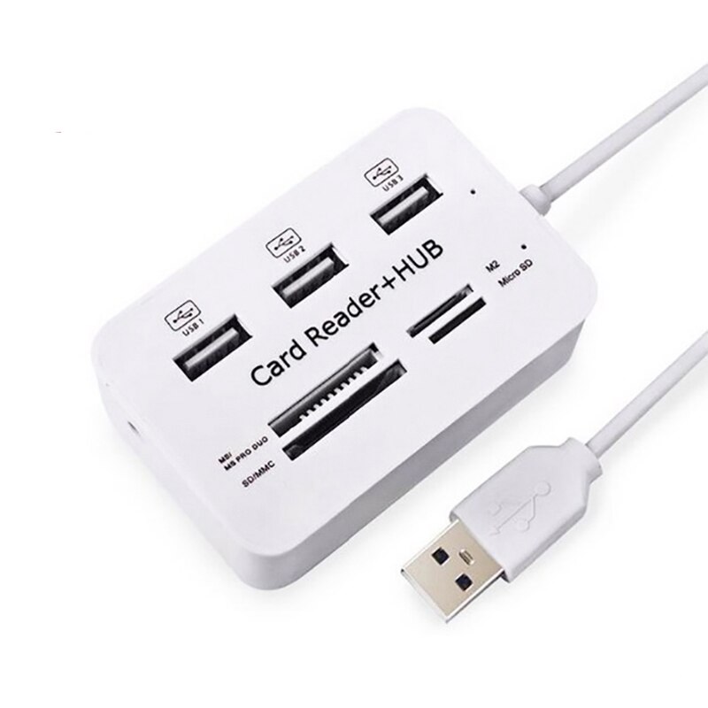 Twobro Micro USB Hub 2.0 Combo Card Reader All In One High Speed USB Splitter Adapter USB 2.0 Hub 3 Ports For PC Laptop Notebook: Default Title