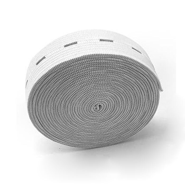 Wit zwart elastisch band met knoopsgat 15mm 20mm 25mm knoopsgat band naaien broek taille verstelbaar 5 meter 10 meter: Witte elastische band / 20mm / 5 meter