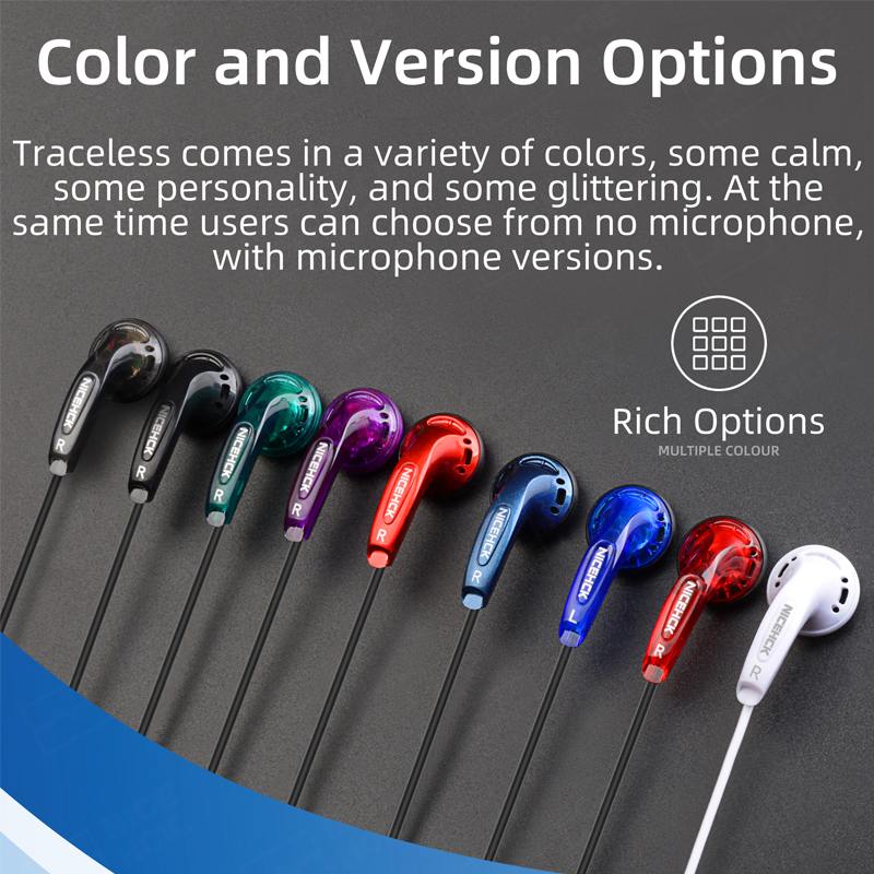 NICEHCK Traceless 3.5mm HIFI Earbud 15.4mm Dynamic Driver Unit DJ Bass Earphone Wired HD Microphone Headset EB2S/B40/B70/VIDO