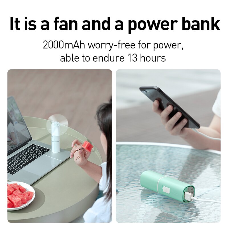Baseus 3 in 1 Multi-function Fan Mini Portable USB Charging Two-speed Strong Wind Quiet light Power lasting fans for Home Office
