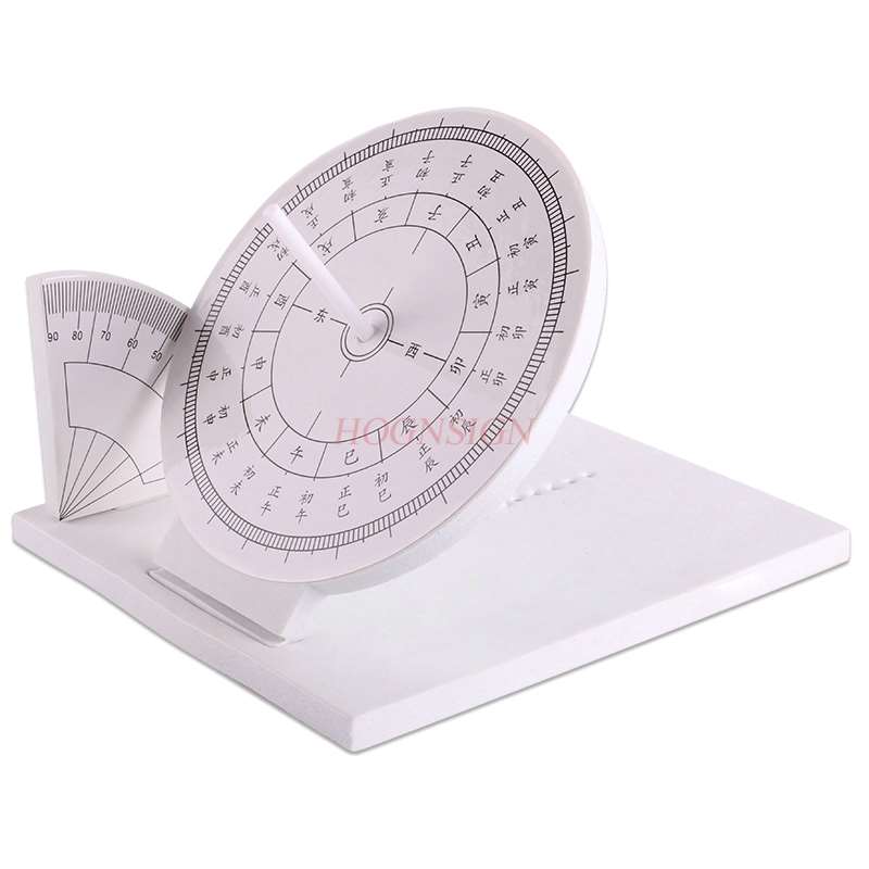 Reloj de sol con sombra de luz, modelo de sundial, amanecer antiguo como temporizador, instrumento de enseñanza, material didáctico