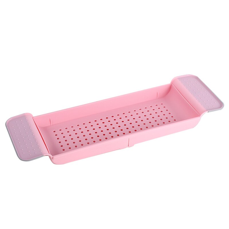 Bathtub Trays Bathroom Storage Plastic PP Material Bathtub Kitchen Sink Scalable Storage Rack Bath Tub Tray Multi Purpose: pink