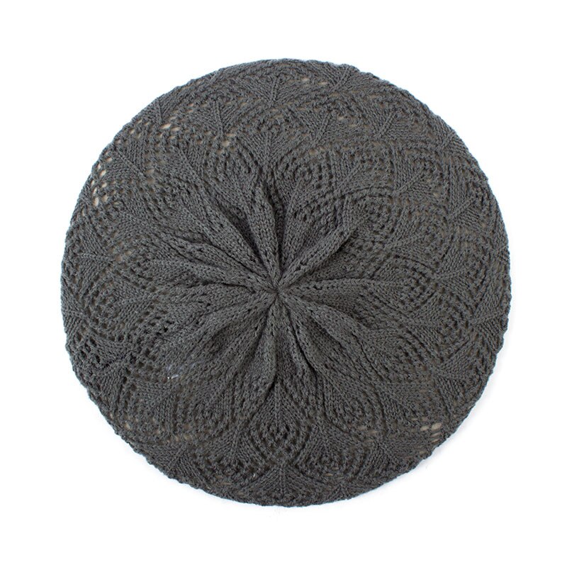 Geebro vrouwen Effen Kleur Gebreide Baret Hoed Lente Casual Dunne Acryl Baretten voor Vrouwen Dames Franse Kunstenaar Beanie Baret hoeden: Dark Grey