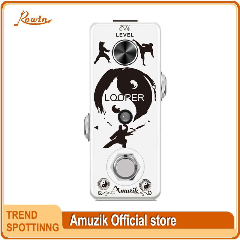 Rowin-Mini Loop Station Pedal Looper Effect Pedals for Electric Guitar, 10 Min Recording, Unlimited Overdub, 3 Modes: Burgundy